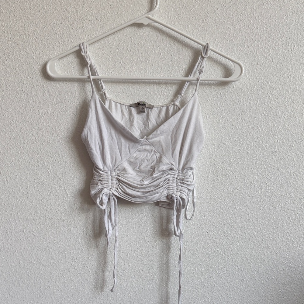 Papaya White Ruched Women’s Top